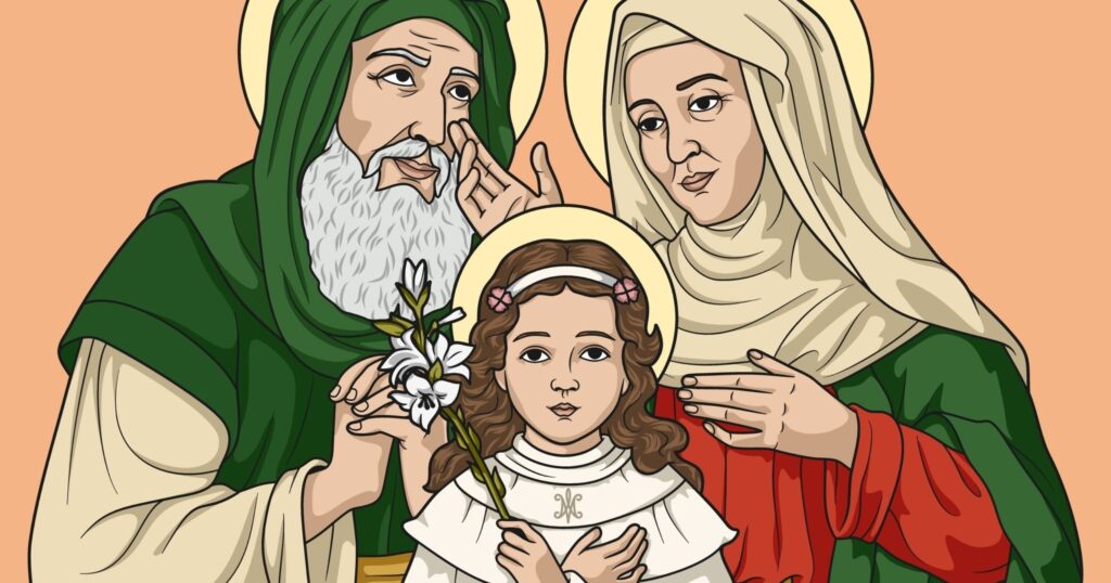 Saints Joachim and Anne, devout parents of Mary and grandparents of Jesus, exemplified profound faith and were blessed with Mary after initial childlessness.