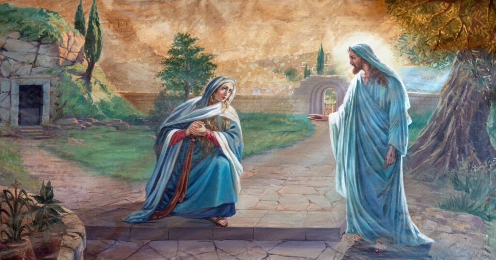 Saint Mary Magdalene was present at Jesus' Crucifixion and his empty tomb, earning her the title 'Apostle to the Apostles.'