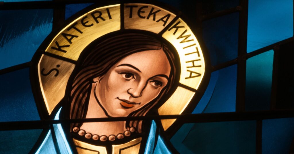 Virgin Saint Kateri Tekakwitha was a Mohawk-Algonquian woman from New York. She is called 