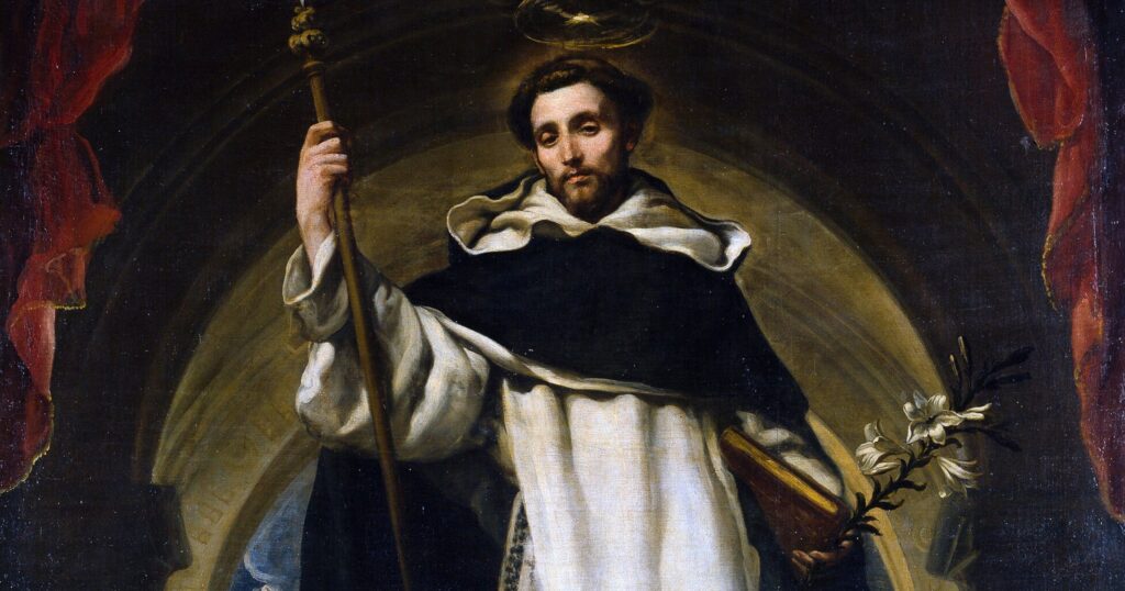 Saint Dominic (1170-1221), founder of the Dominicans, received the Rosary from Our Lady and is the patron of astronomers and the falsely accused.