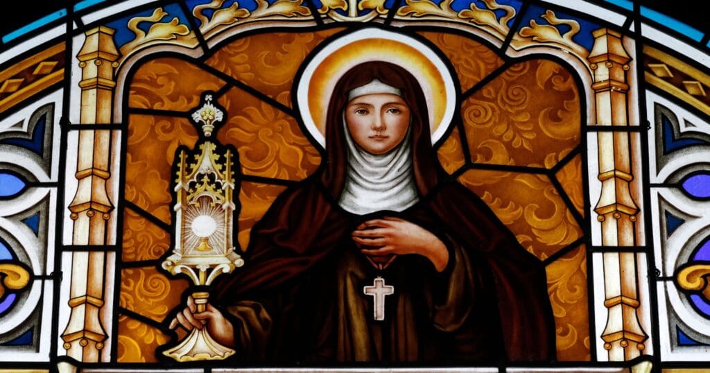 Saint Clare of Assisi was one of the first followers of Saint Francis of Assisi. She founded the Order of Saint Clare, commonly referred to today as the Poor Clares.