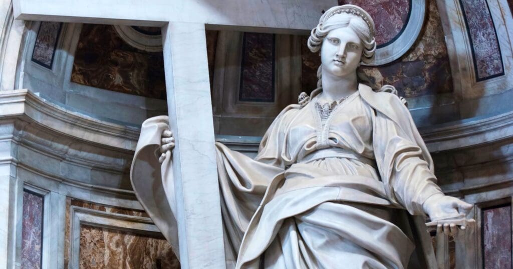 Saint Helena, Empress Mother of Constantine, discovered the True Cross during a Holy Land pilgrimage and sponsored numerous churches in Rome and Jerusalem.