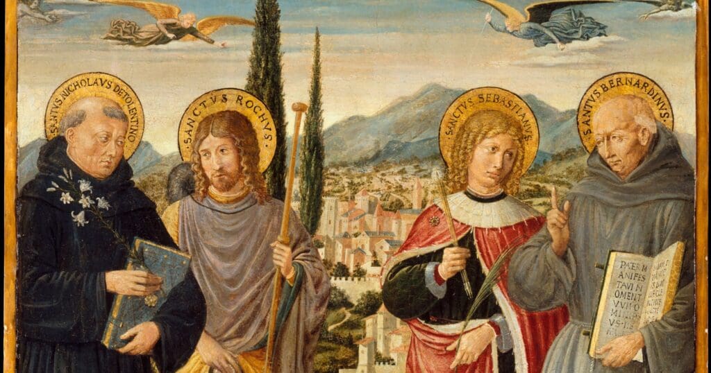Saint Nicholas of Tolentino, born in 1245 in Ancona, Italy, was an Augustinian friar known for preaching, miracles, and compassionate service.