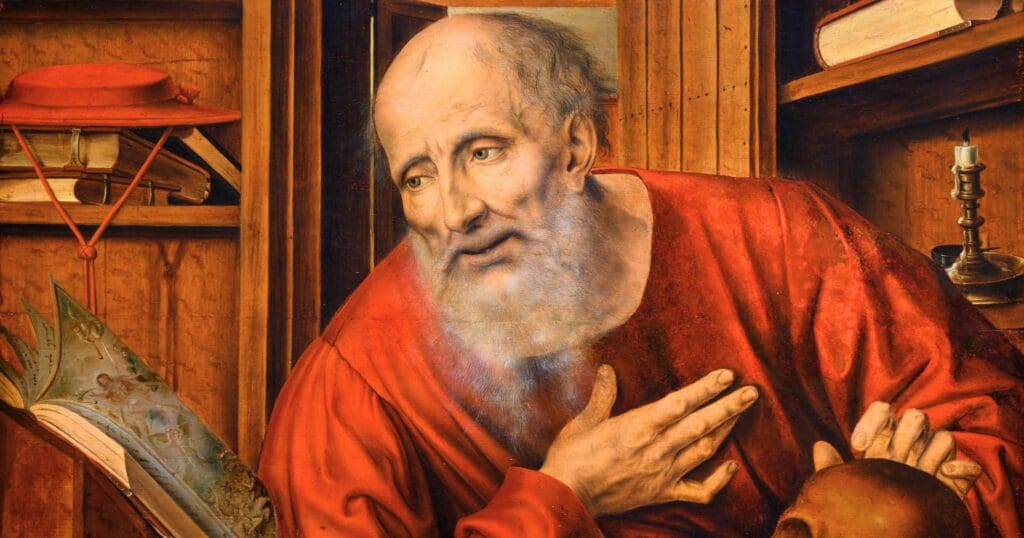 Saint Jerome, renowned for translating the Bible into Latin, set the benchmark for Western biblical exegesis, blending philology, geography, and archaeology in his pioneering methods.