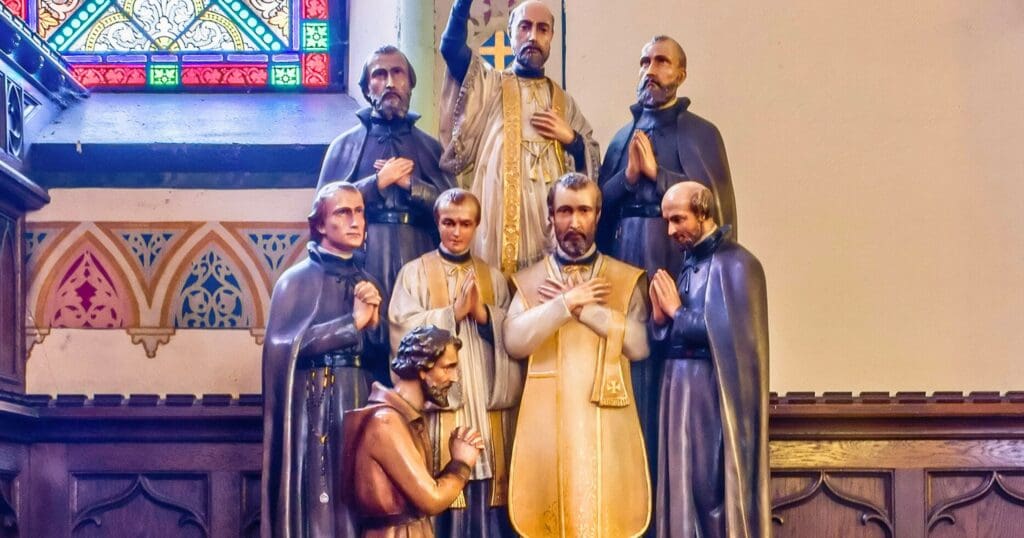 The North American Martyrs were eight Jesuit missionaries martyred in the 17th century in present-day Ontario and New York, known for evangelizing the Hurons.
