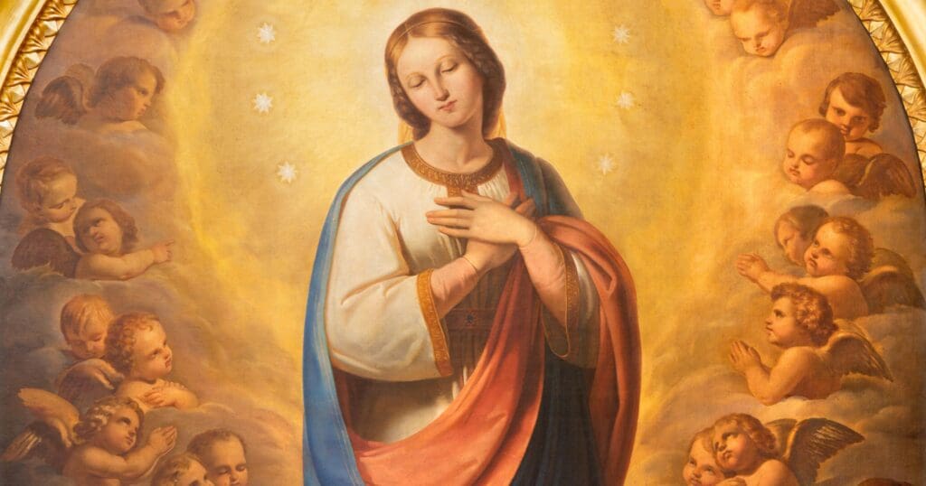 The Immaculate Conception, that Mary was conceived without original sin, is a Catholic doctrine defined in 1854 by Pope Pius IX.