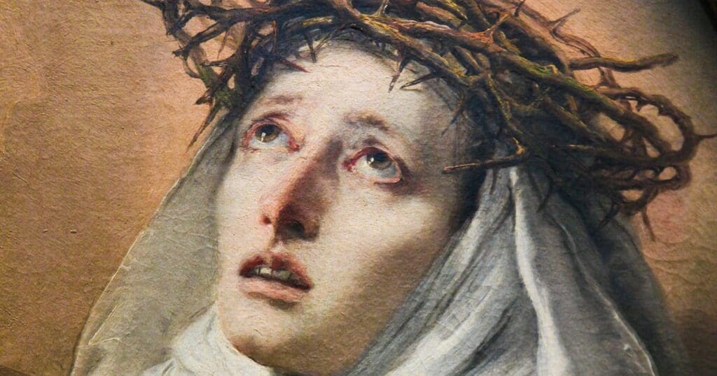Saint Catherine of Siena: 14th-century Dominican tertiary, philosopher, theologian, and peacemaker; proclaimed Doctor of the Church and patron saint of Italy.