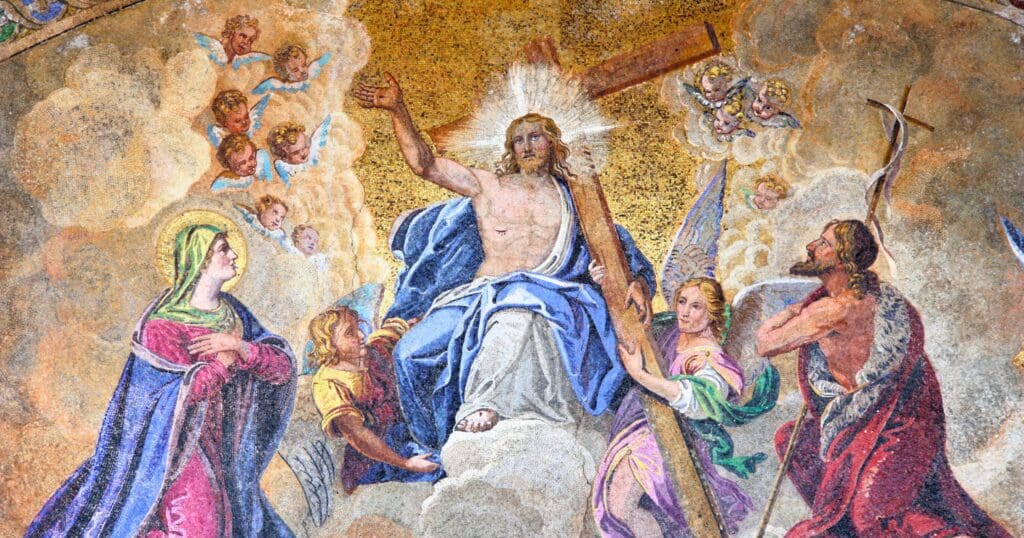 The Ascension, 40 days after Easter, marks Jesus' bodily return to Heaven, completing our redemption.