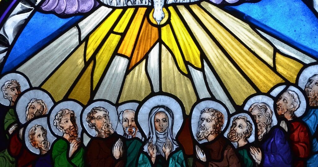 Celebrating Pentecost, a Christian feast tracing back to Acts and Corinthians, marking the bestowal of the Holy Spirit upon the Apostles.