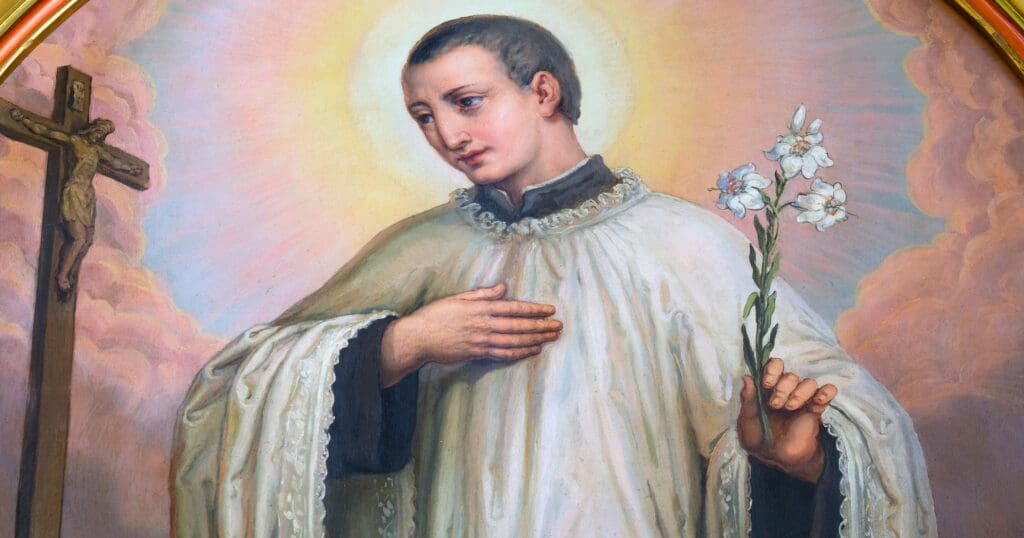 Saint Aloysius Gonzaga (1568-1591) renounced his right to the title of Marquis and to the vast wealth he was destined to inherit, he joined the Jesuits. During his training in Rome, he would care for victims of the plague in the streets. He himself contracted the disease as a result of his efforts for the suffering and died on June 21, 1591, at the age of twenty-three, six years short of his ordination as a Jesuit priest.